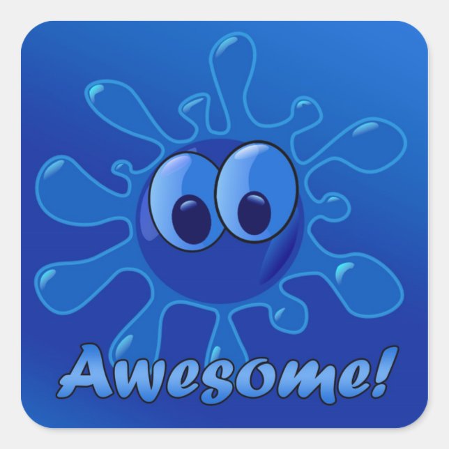 Blue Awesome Sticker (Front)