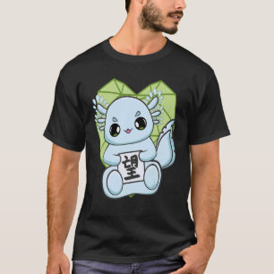 Blue Axolotl Japanese Aesthetic With Hope Kanji T-Shirt