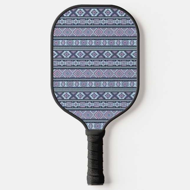 Blue Aztec Designed Pickleball Paddle (Front)