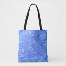 Blue Aztec Mandala Tote Bag