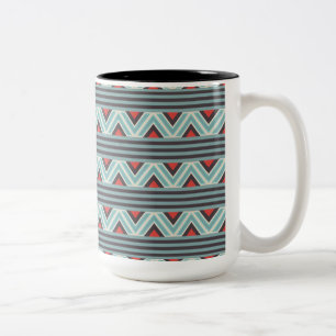 Blue Aztec Stripes Two-Tone Coffee Mug