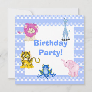 BLUE AZTEC ZOO PARTY INVITATION