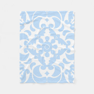  Blue Azulejos Portuguese Spanish Mediterranean Fleece Blanket