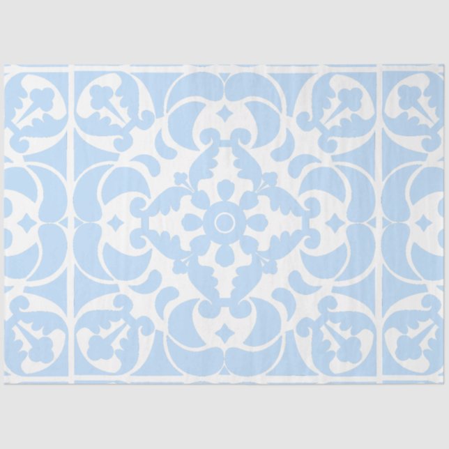  Blue Azulejos Portuguese Spanish Mediterranean Tissue Paper (Front)