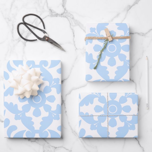  Blue Azulejos Portuguese Spanish Mediterranean Wrapping Paper Sheet (Front)