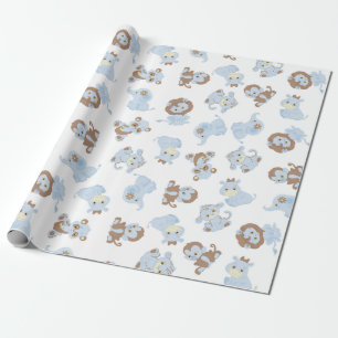 Blue Baby Animals Wrapping Paper