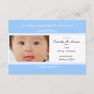 Blue Baby Announcement Photo Cards