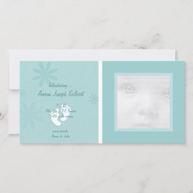 Blue Baby Announcement Photo Cards (Front)