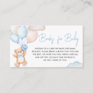 Blue Baby Bear Balloon Baby Shower Books for Baby Enclosure Card