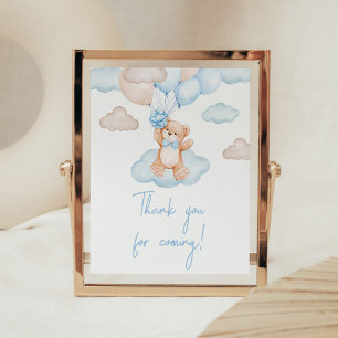 Blue Baby Bear Balloon Thank you for Coming Poster