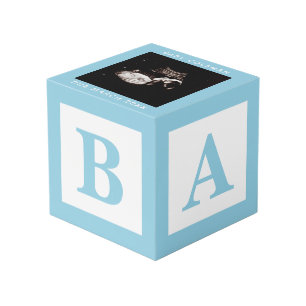 Blue Baby Block Sonogram Pregnancy Keepsake Photo Cube