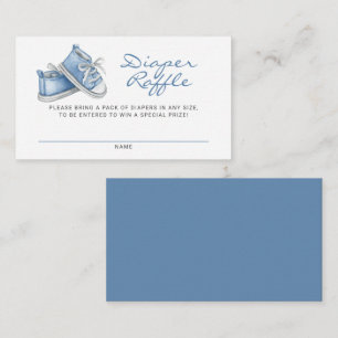 Blue Baby Booties Baby Shower Diaper Raffle Enclosure Card