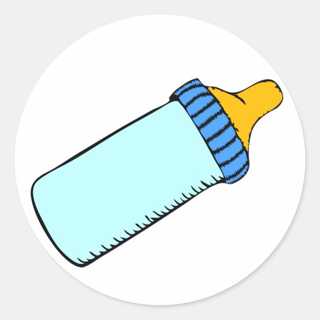 Blue Baby Bottle Classic Round Sticker (Front)