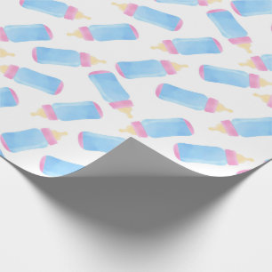 Blue Baby Bottles Boy Baby Shower Cute Baby Boy Wrapping Paper