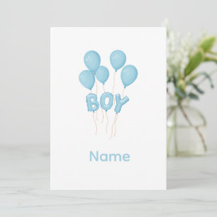 Blue Baby Boy Balloon Celebration  Invitation