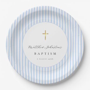 Blue Baby Boy Baptism Paper  Plate