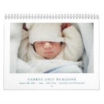 Blue Baby Boy Birth Announcement Calendar 2026