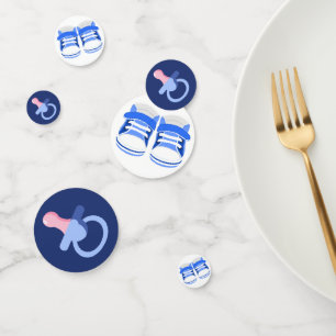 BLUE BABY BOY BOOTIES AND BINKYS CONFETTI