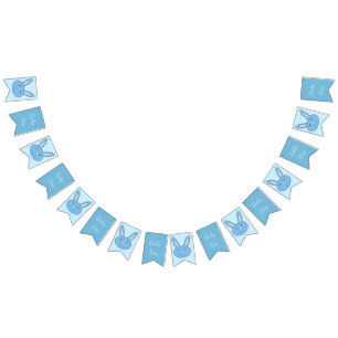 Blue Baby Boy Bunny Face Spring Easter Baby Shower Bunting