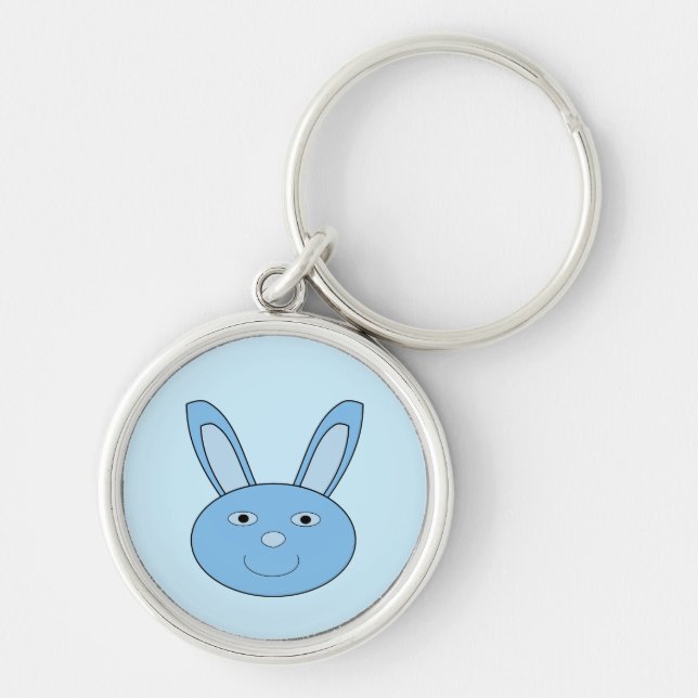 Blue baby Boy Bunny Face Spring Easter Key Ring (Front)