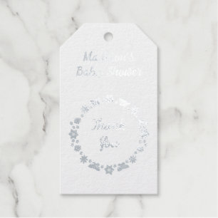 Blue Baby Boy Butterflies and Flowers Baby Shower Gift Tags