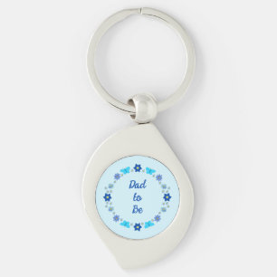 Blue Baby Boy Butterflies and Flowers Custom Key Ring
