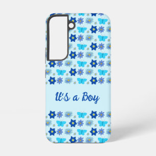 Blue Baby Boy Butterflies and Flowers Custom Samsung Galaxy Case