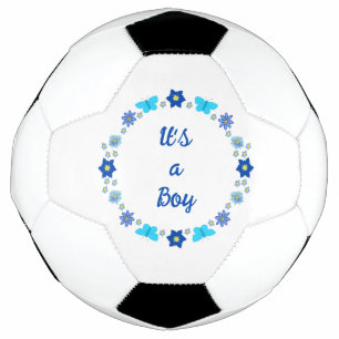 Blue Baby Boy Butterflies and Flowers Custom Soccer Ball