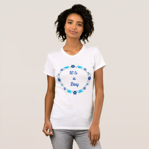 Blue Baby Boy Butterflies and Flowers Custom T-Shirt