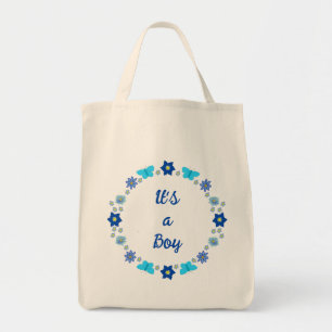 Blue Baby Boy Butterflies and Flowers Custom Tote Bag