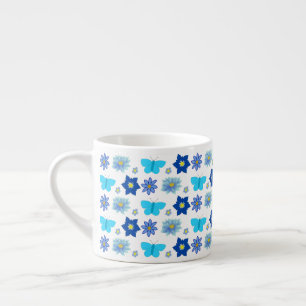 Blue Baby Boy Butterflies and Flowers Patterned Espresso Cup