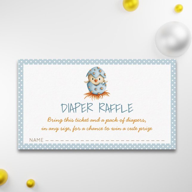 Blue Baby Boy Diaper Raffle with Chick Hatching Enclosure Card (Creator Uploaded)