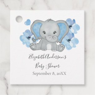 Blue Baby Boy Elephant Baby Shower Flowers Balloon Favour Tags