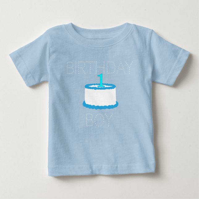 Blue Baby Boy First Birthday Shirt (Front)