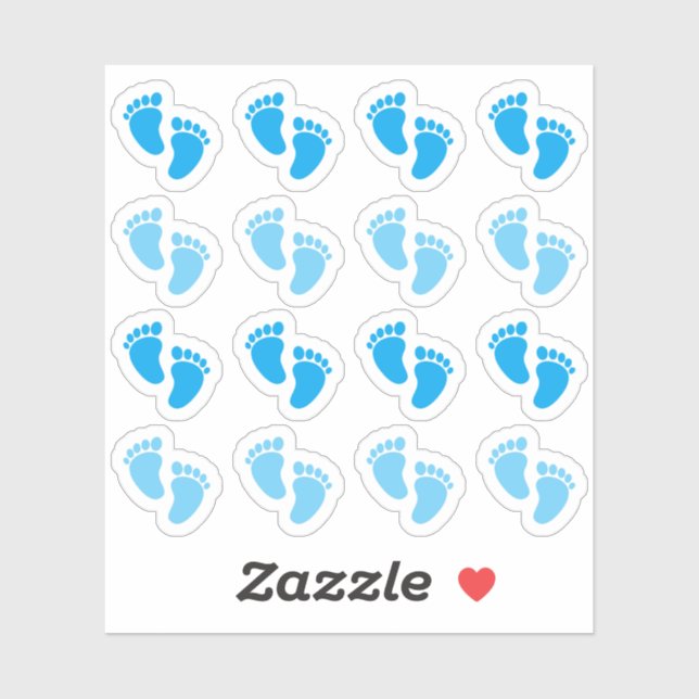 Blue Baby Boy Footprint Newborn Announcement (Sheet)