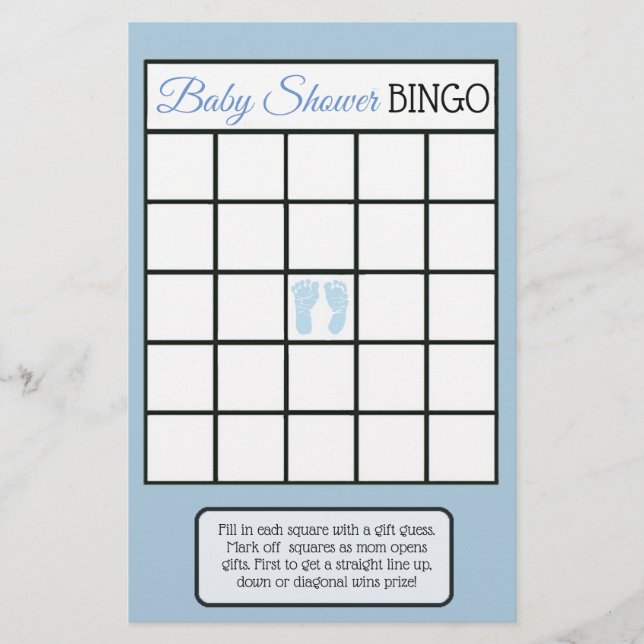 Blue Baby Boy Footprints Themed baby shower games Flyer (Front)