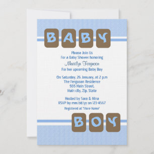 Blue Baby Boy Invitation