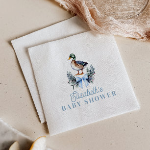 Blue Baby Boy Mallard Duck Baby Shower Napkin