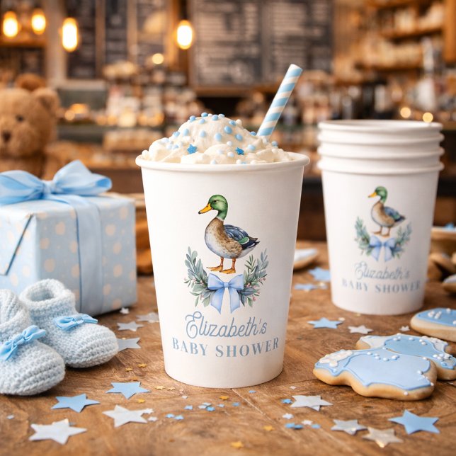 Blue Baby Boy Mallard Duck Baby Shower Paper Cups (Blue Baby Boy Mallard Duck Baby Shower Paper Cups)