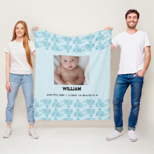 Blue Baby Boy Name Birth Date Stats   Photo Baby Fleece Blanket