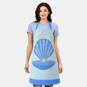 Blue Baby Boy Oyster shell and Pearl Apron