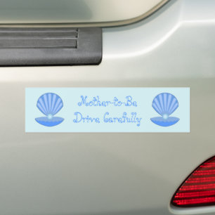 Blue Baby Boy Oyster shell and Pearl Custom Bumper Sticker