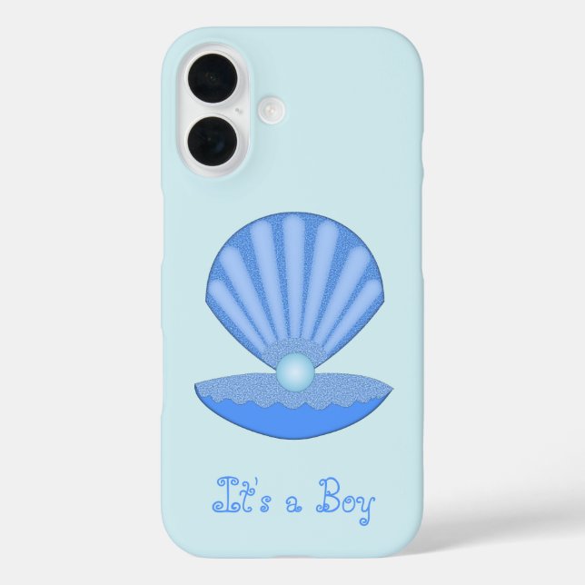 Blue Baby Boy Oyster shell and Pearl Custom Case-Mate iPhone Case (Back)