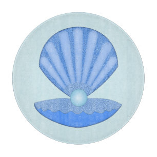 Blue Baby Boy Oyster shell and Pearl Cutting Board