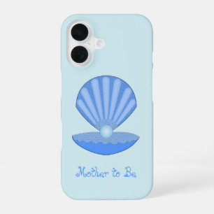 Blue Baby Boy Oyster shell and Pearl Mother to Be iPhone 16 Case