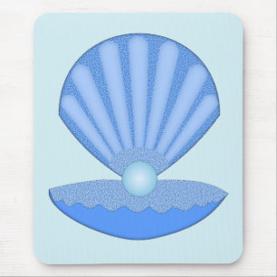 Blue Baby Boy Oyster shell and Pearl Mouse Pad