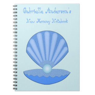 Blue Baby Boy Oyster shell and Pearl New Mum Notebook