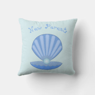 Blue Baby Boy Oyster shell and Pearl New Parents Cushion