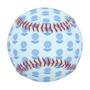 Blue Baby Boy Oyster shell and Pearl Patterned Baseball