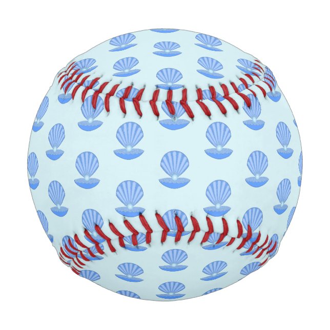 Blue Baby Boy Oyster shell and Pearl Patterned Baseball (Front)